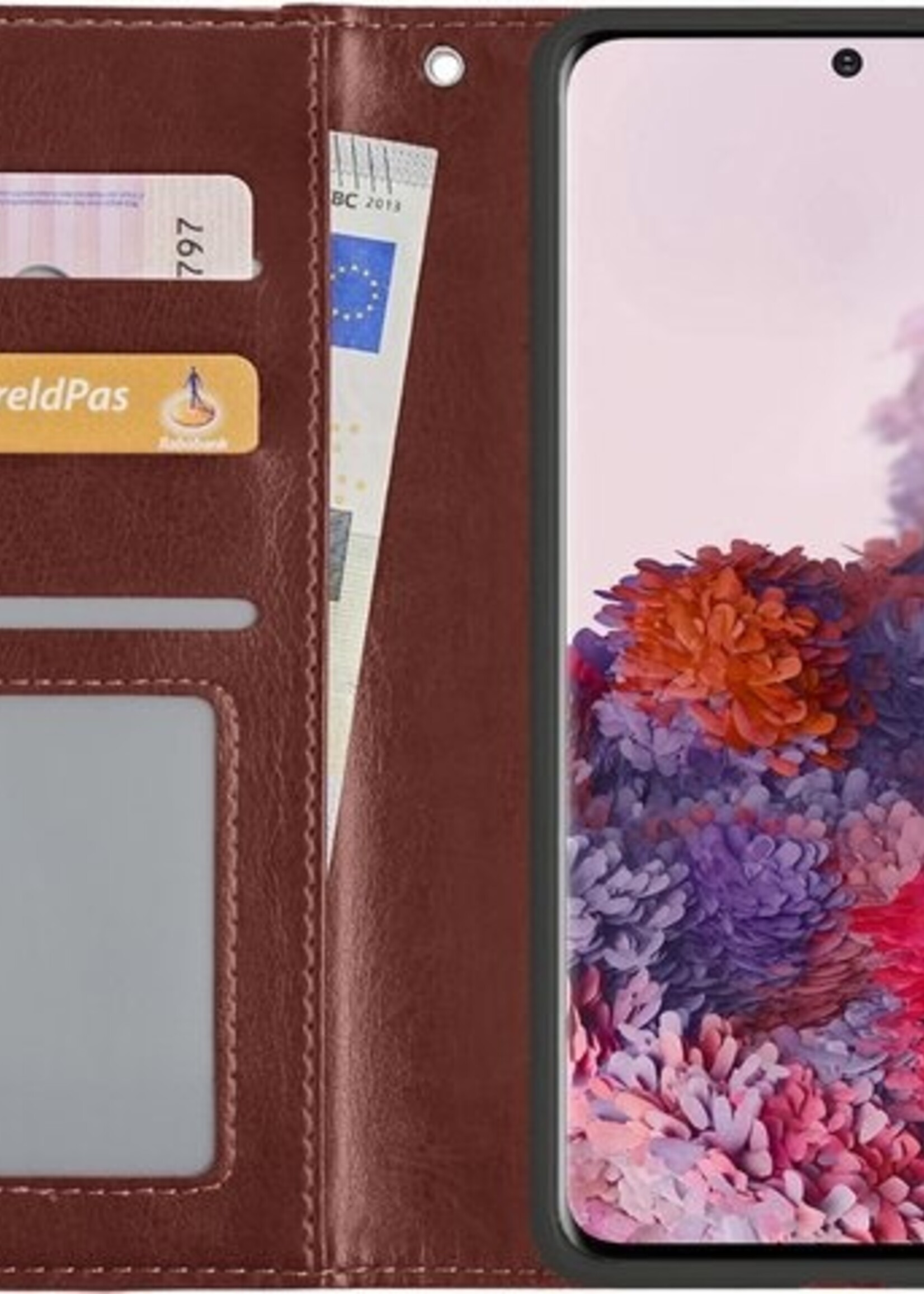 LUQ Hoesje Geschikt voor Samsung S20 Plus Hoesje Book Case Hoes Wallet Cover - Hoes Geschikt voor Samsung Galaxy S20 Plus Hoesje Bookcase Hoes - Bruin