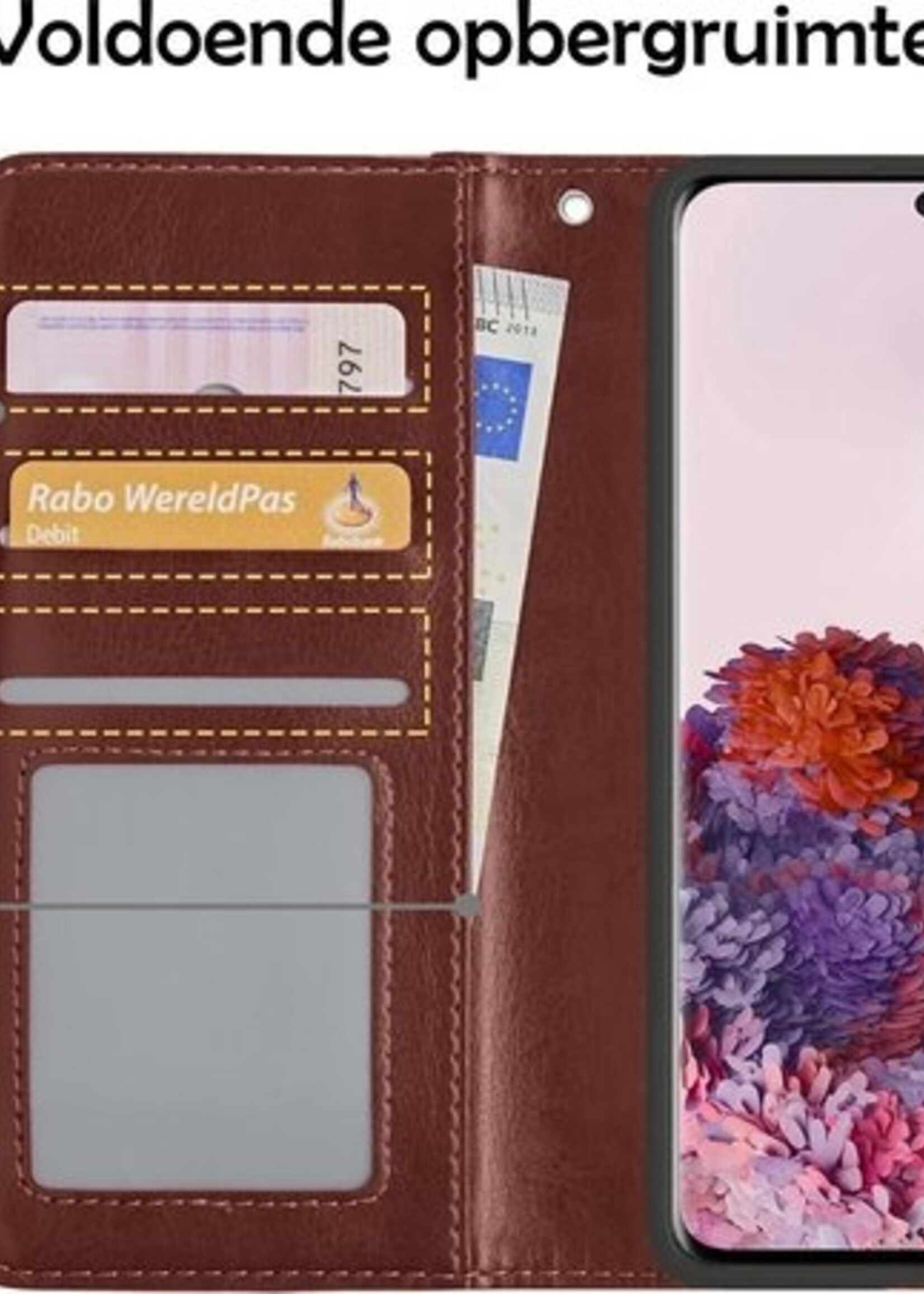 LUQ Hoesje Geschikt voor Samsung S20 Plus Hoesje Book Case Hoes Wallet Cover - Hoes Geschikt voor Samsung Galaxy S20 Plus Hoesje Bookcase Hoes - Bruin