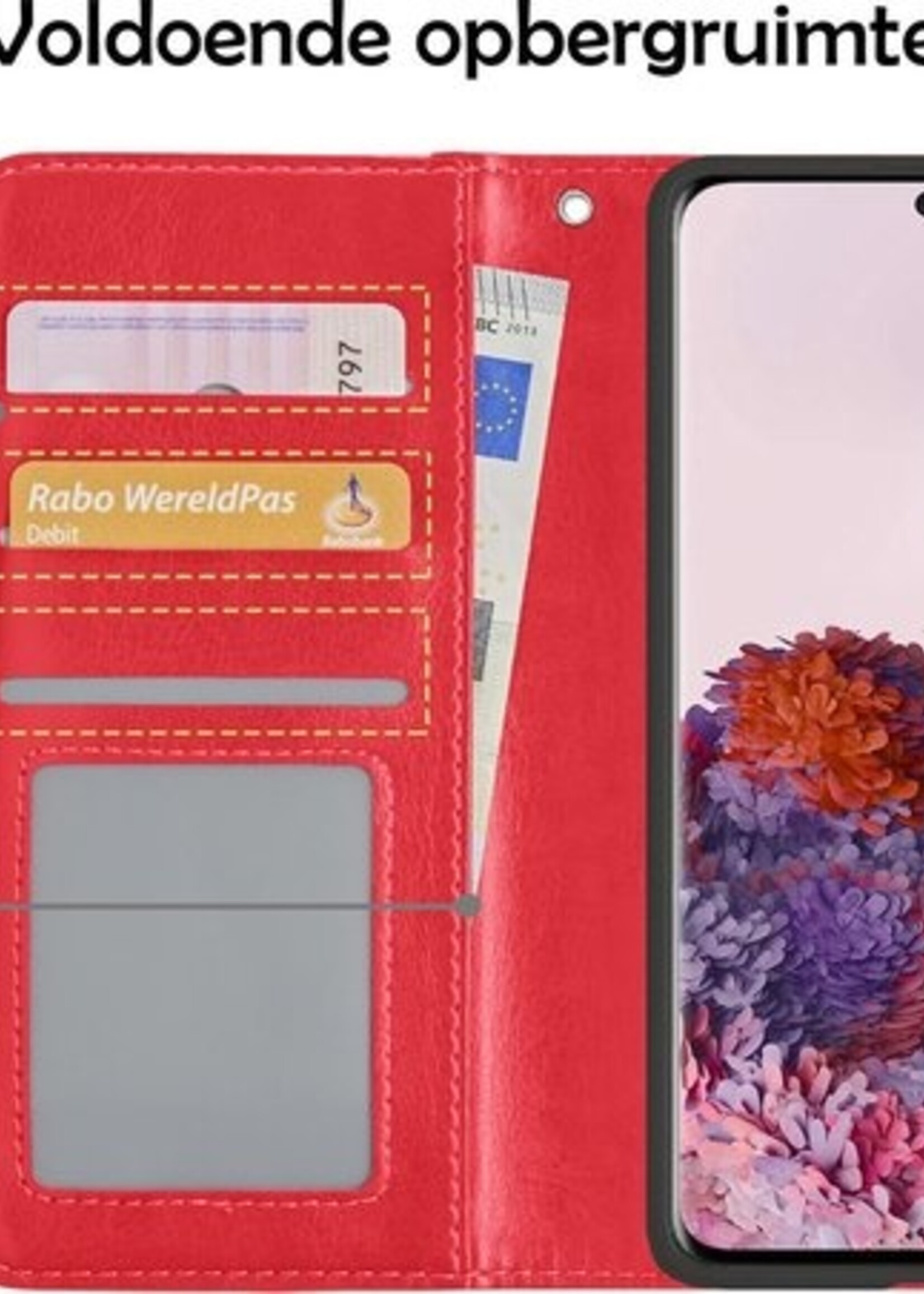 LUQ Hoesje Geschikt voor Samsung S20 Plus Hoesje Book Case Hoes Wallet Cover - Hoes Geschikt voor Samsung Galaxy S20 Plus Hoesje Bookcase Hoes - Rood