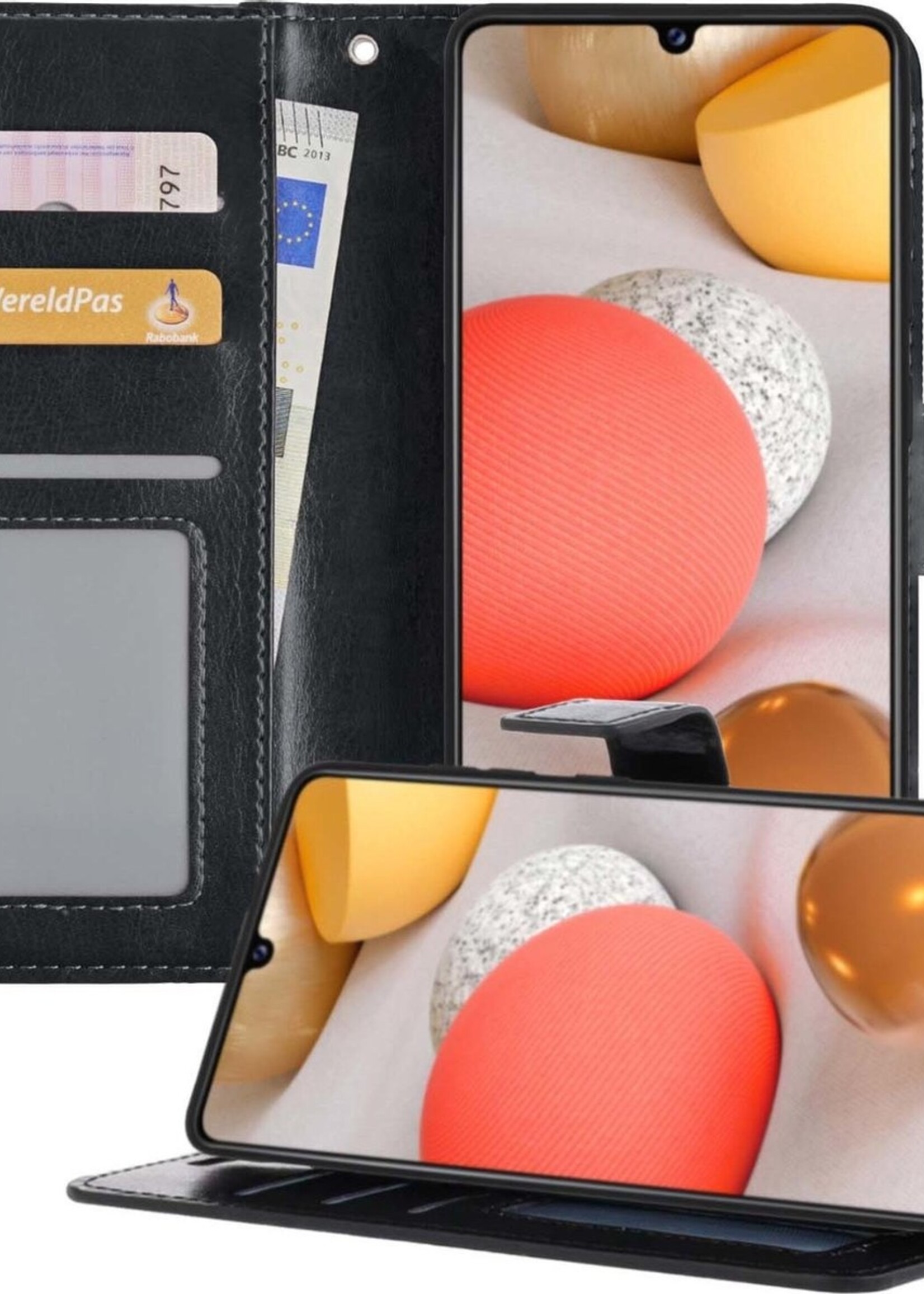 LUQ Hoesje Geschikt voor Samsung A42 Hoesje Book Case Hoes Wallet Cover - Hoes Geschikt voor Samsung Galaxy A42 Hoesje Bookcase Hoes - Zwart