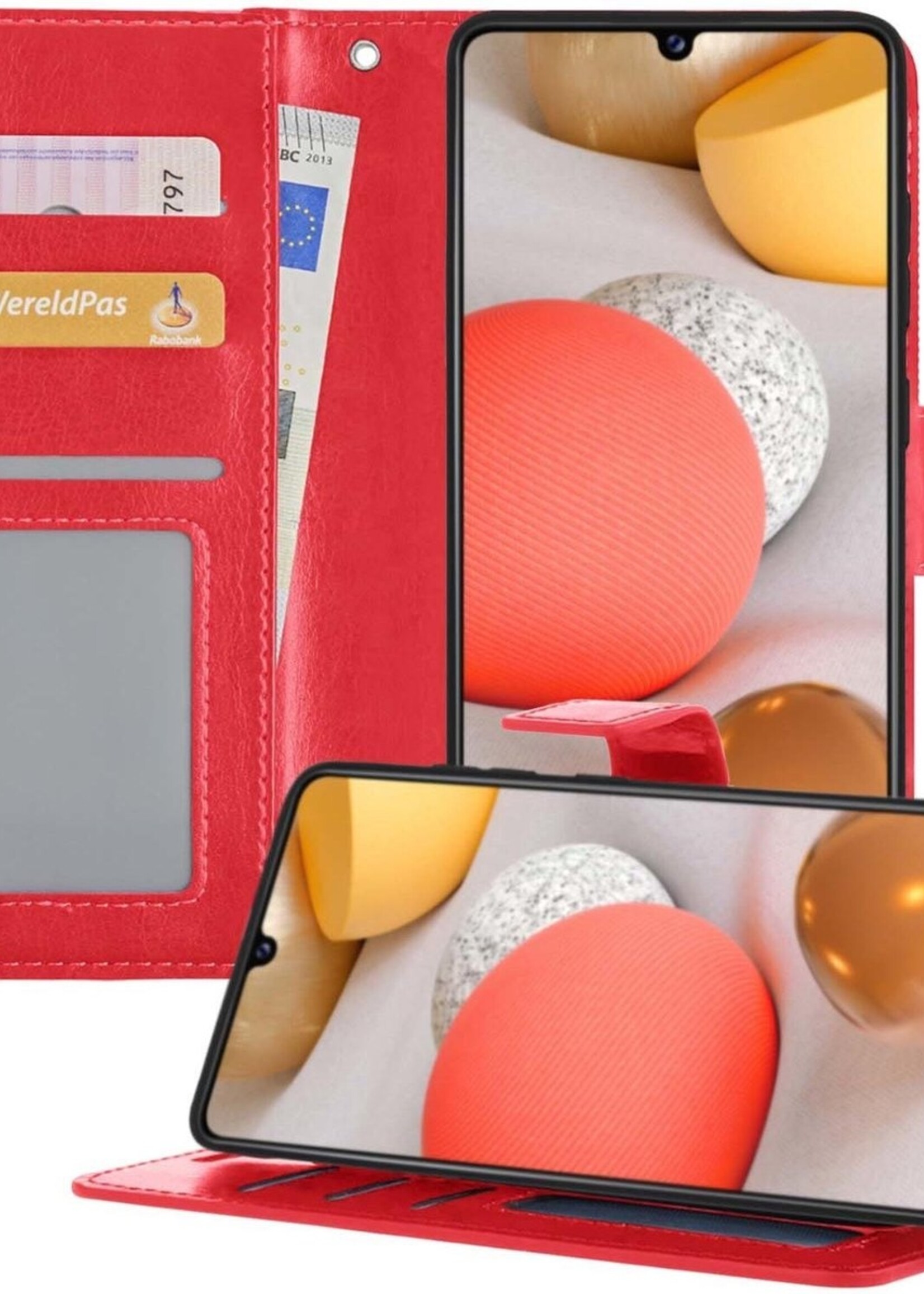 LUQ Hoesje Geschikt voor Samsung A42 Hoesje Book Case Hoes Wallet Cover - Hoes Geschikt voor Samsung Galaxy A42 Hoesje Bookcase Hoes - Rood