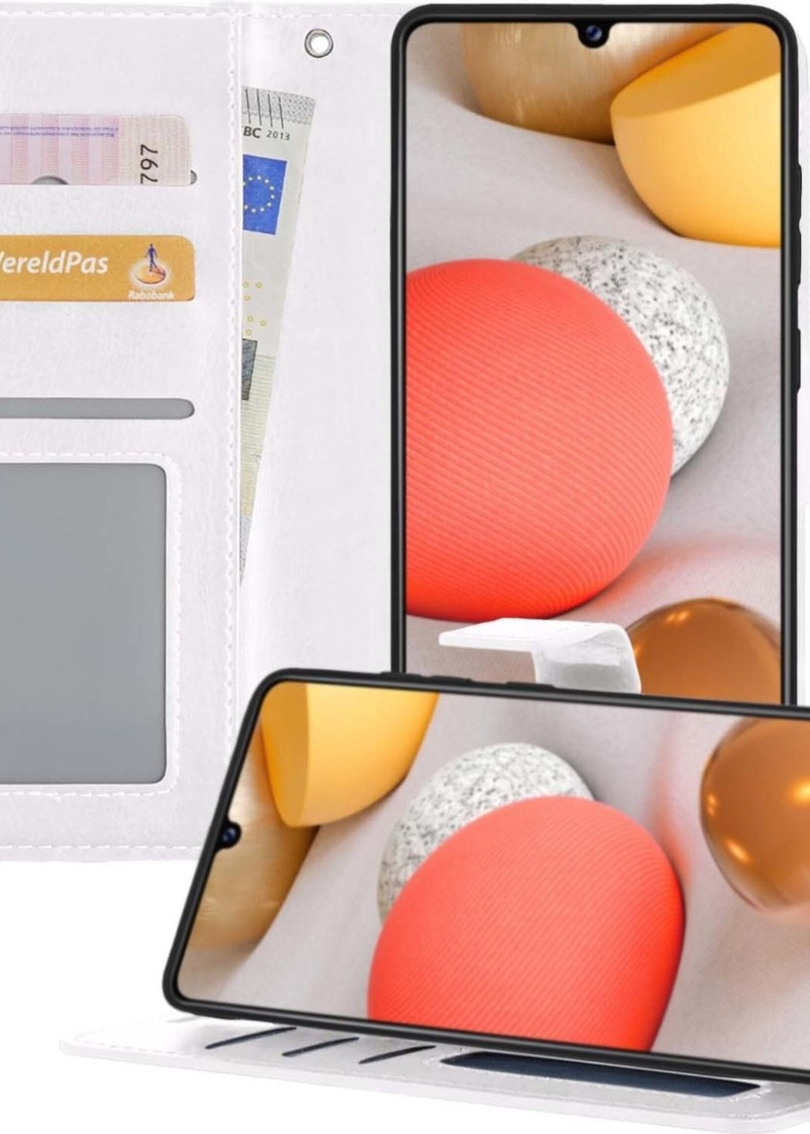 LUQ Hoesje Geschikt voor Samsung A42 Hoesje Book Case Hoes Wallet Cover - Hoes Geschikt voor Samsung Galaxy A42 Hoesje Bookcase Hoes - Wit