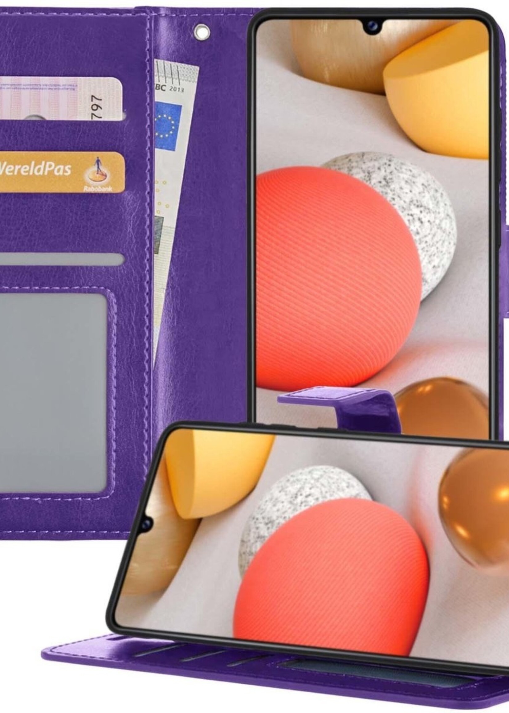 LUQ Hoesje Geschikt voor Samsung A42 Hoesje Book Case Hoes Wallet Cover - Hoes Geschikt voor Samsung Galaxy A42 Hoesje Bookcase Hoes - Paars