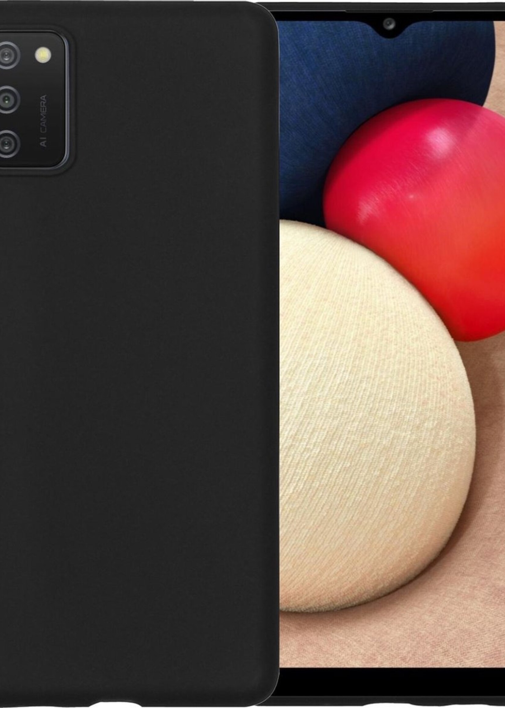 LUQ Hoesje Geschikt voor Samsung A02s Hoesje Siliconen Case - Hoes Geschikt voor Samsung Galaxy A02s Hoes Siliconen - Zwart