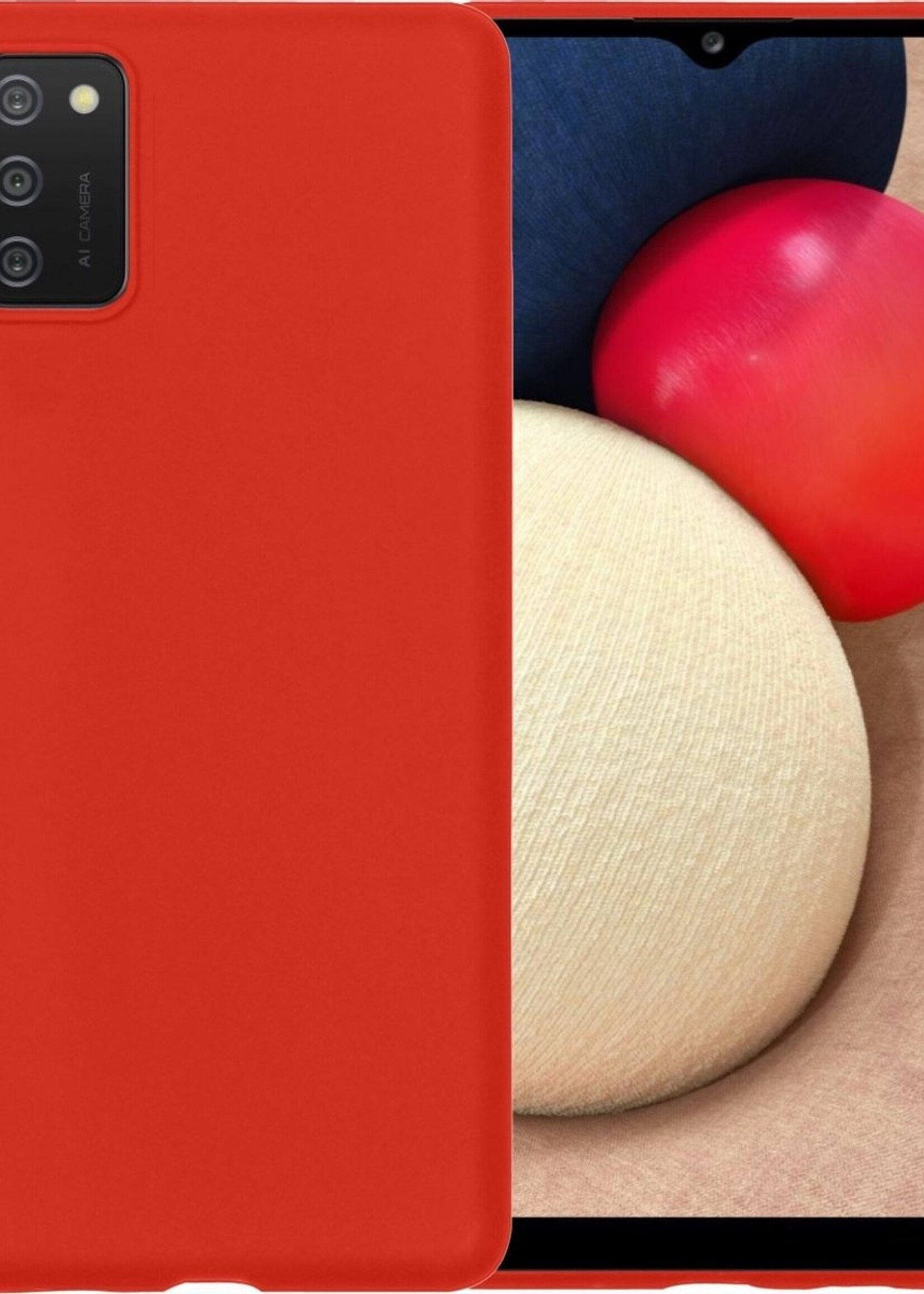 LUQ Hoesje Geschikt voor Samsung A02s Hoesje Siliconen Case - Hoes Geschikt voor Samsung Galaxy A02s Hoes Siliconen - Rood