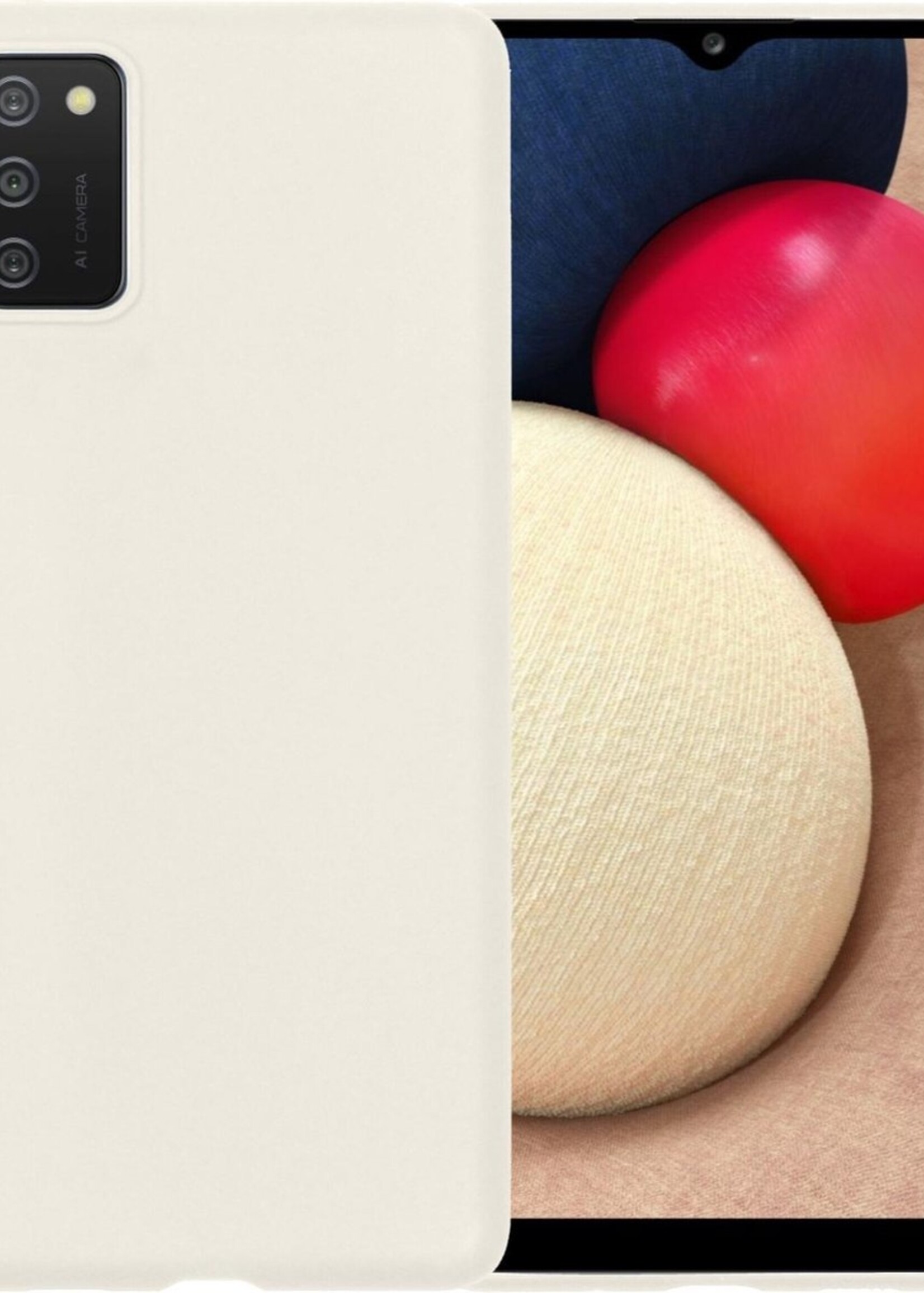 LUQ Hoesje Geschikt voor Samsung A02s Hoesje Siliconen Case - Hoes Geschikt voor Samsung Galaxy A02s Hoes Siliconen - Wit