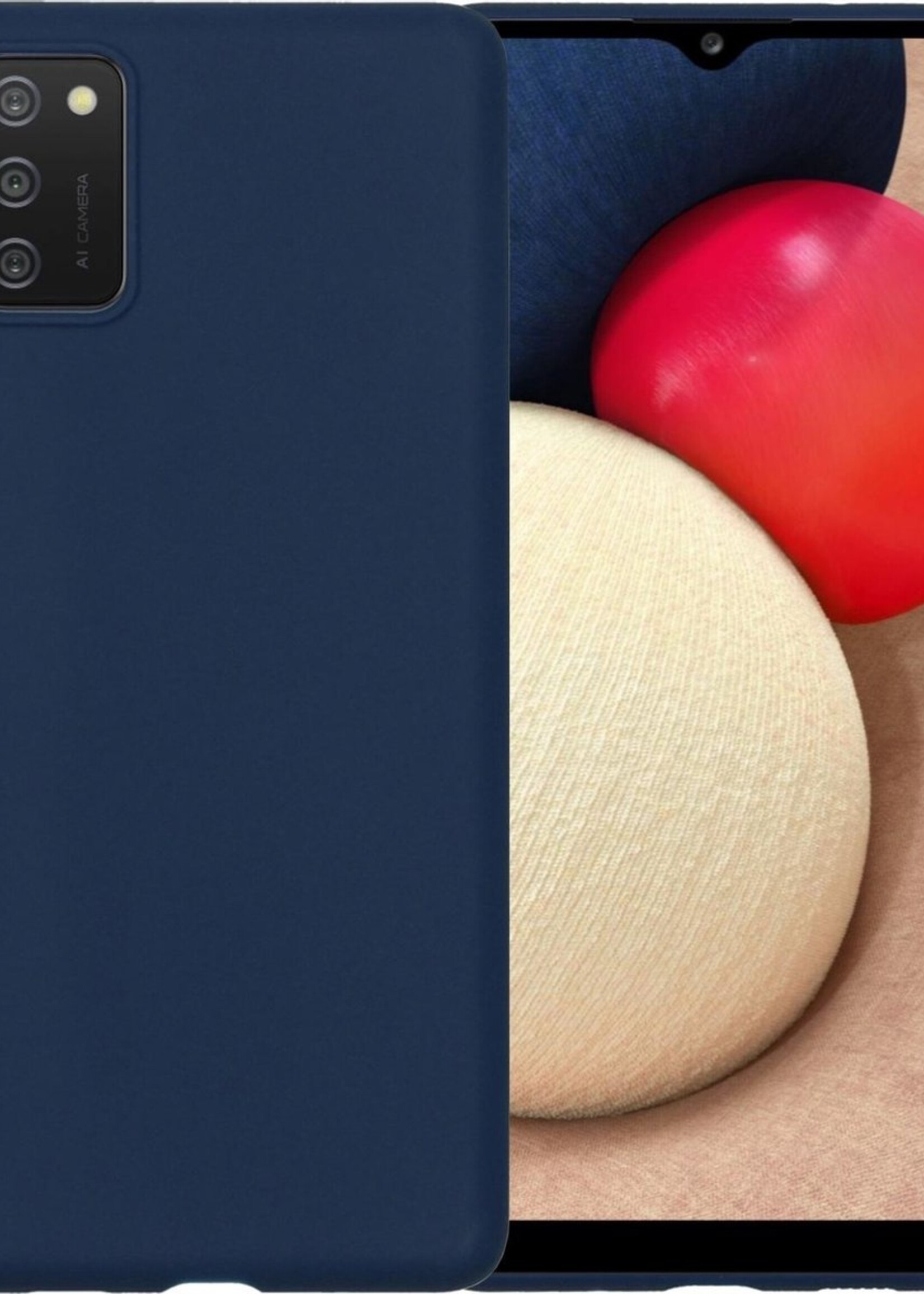 LUQ Hoesje Geschikt voor Samsung A02s Hoesje Siliconen Case - Hoes Geschikt voor Samsung Galaxy A02s Hoes Siliconen - Donkerblauw