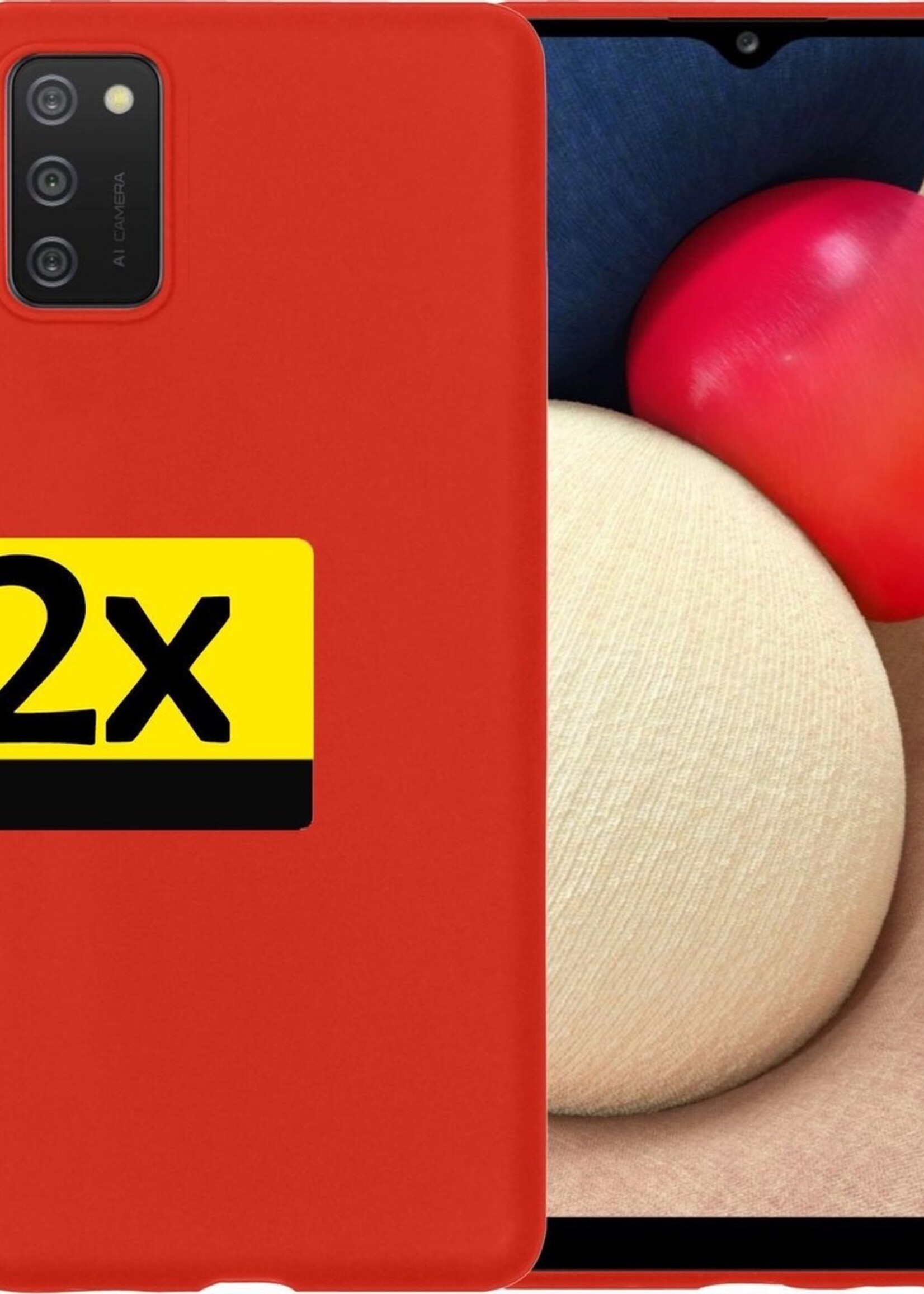 LUQ Hoesje Geschikt voor Samsung A02s Hoesje Siliconen Case - Hoes Geschikt voor Samsung Galaxy A02s Hoes Siliconen - Rood - 2 Stuks