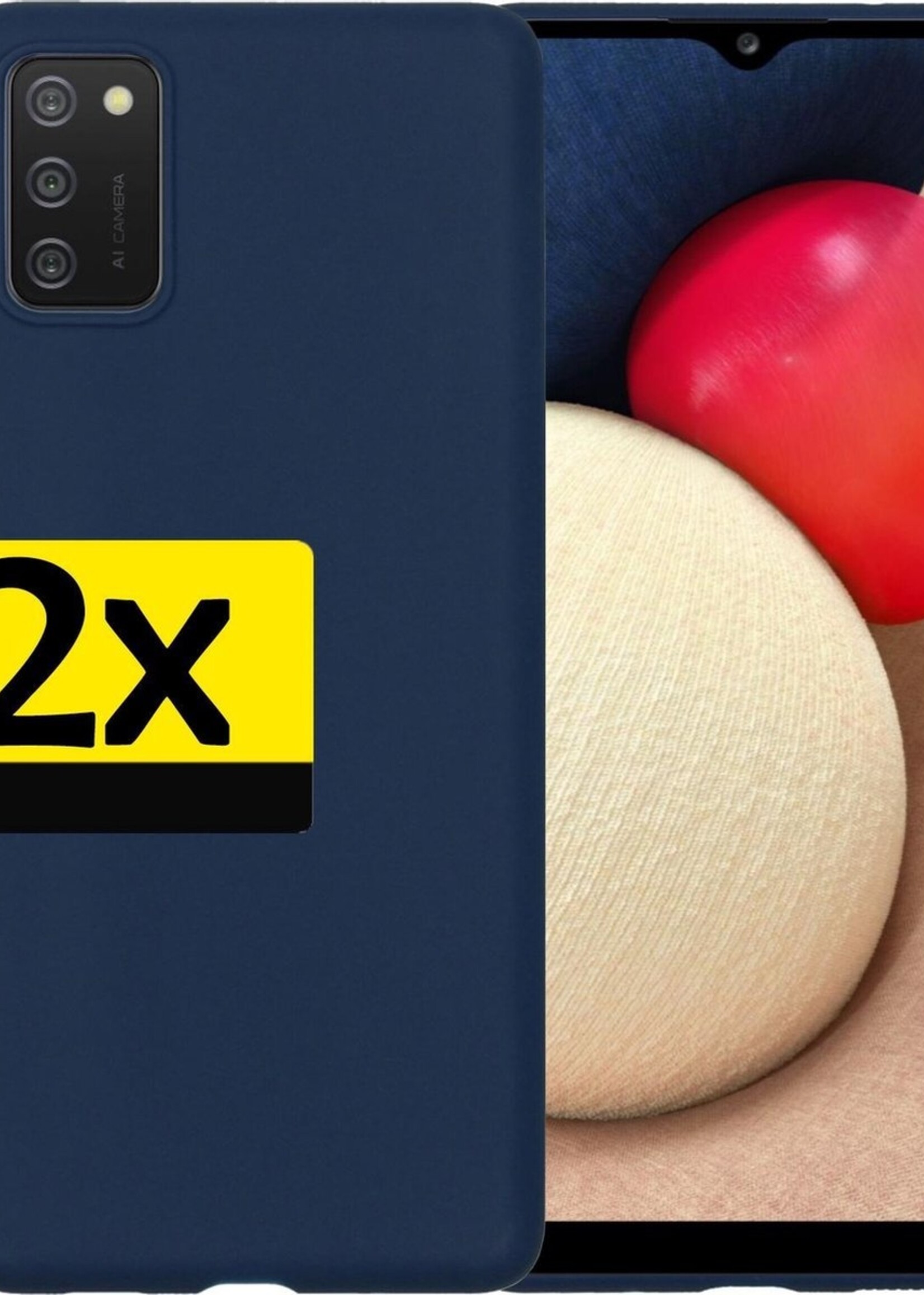 LUQ Hoesje Geschikt voor Samsung A02s Hoesje Siliconen Case - Hoes Geschikt voor Samsung Galaxy A02s Hoes Siliconen - Donkerblauw - 2 Stuks