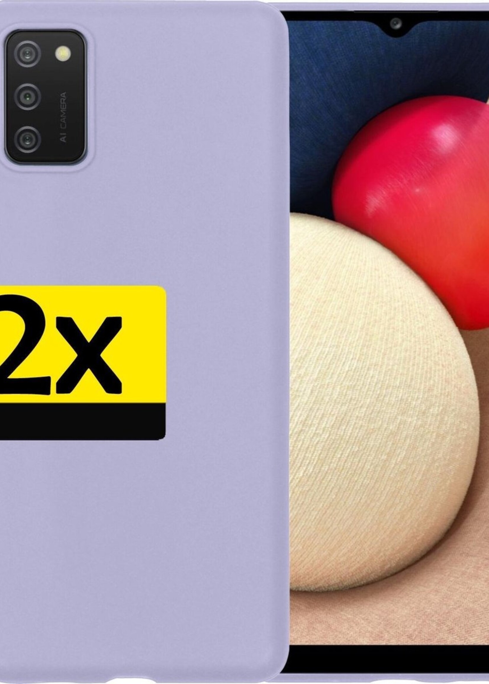 LUQ Hoesje Geschikt voor Samsung A02s Hoesje Siliconen Case - Hoes Geschikt voor Samsung Galaxy A02s Hoes Siliconen - Lila - 2 Stuks