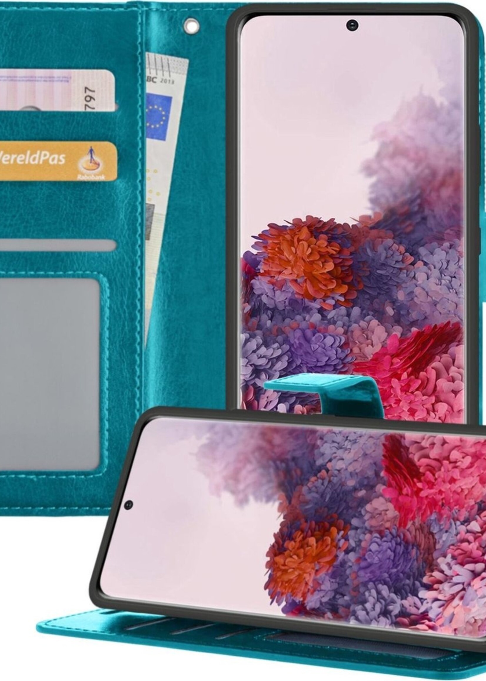 LUQ Hoesje Geschikt voor Samsung S20 Hoesje Book Case Hoes Wallet Cover - Hoes Geschikt voor Samsung Galaxy S20 Hoesje Bookcase Hoes - Turquoise