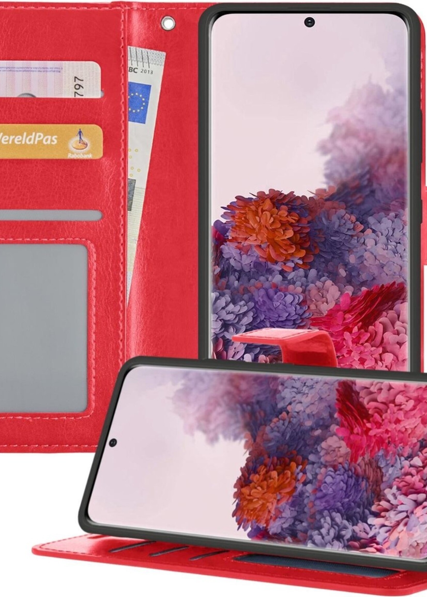 LUQ Hoesje Geschikt voor Samsung S20 Plus Hoesje Book Case Hoes Wallet Cover - Hoes Geschikt voor Samsung Galaxy S20 Plus Hoesje Bookcase Hoes - Rood
