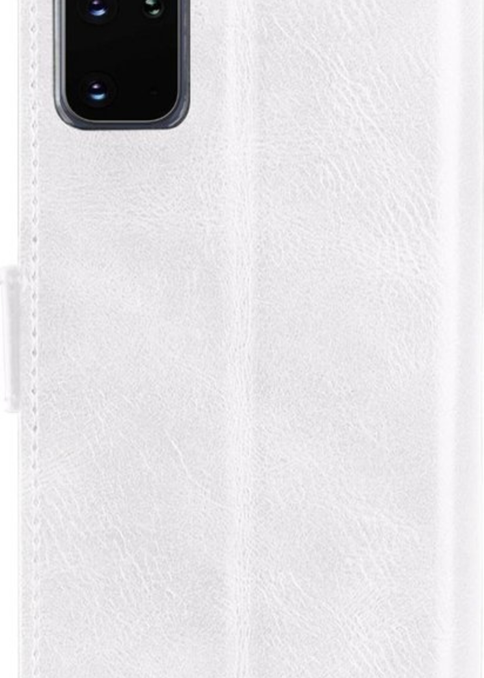 LUQ Hoesje Geschikt voor Samsung S20 Plus Hoesje Book Case Hoes Wallet Cover - Hoes Geschikt voor Samsung Galaxy S20 Plus Hoesje Bookcase Hoes - Wit