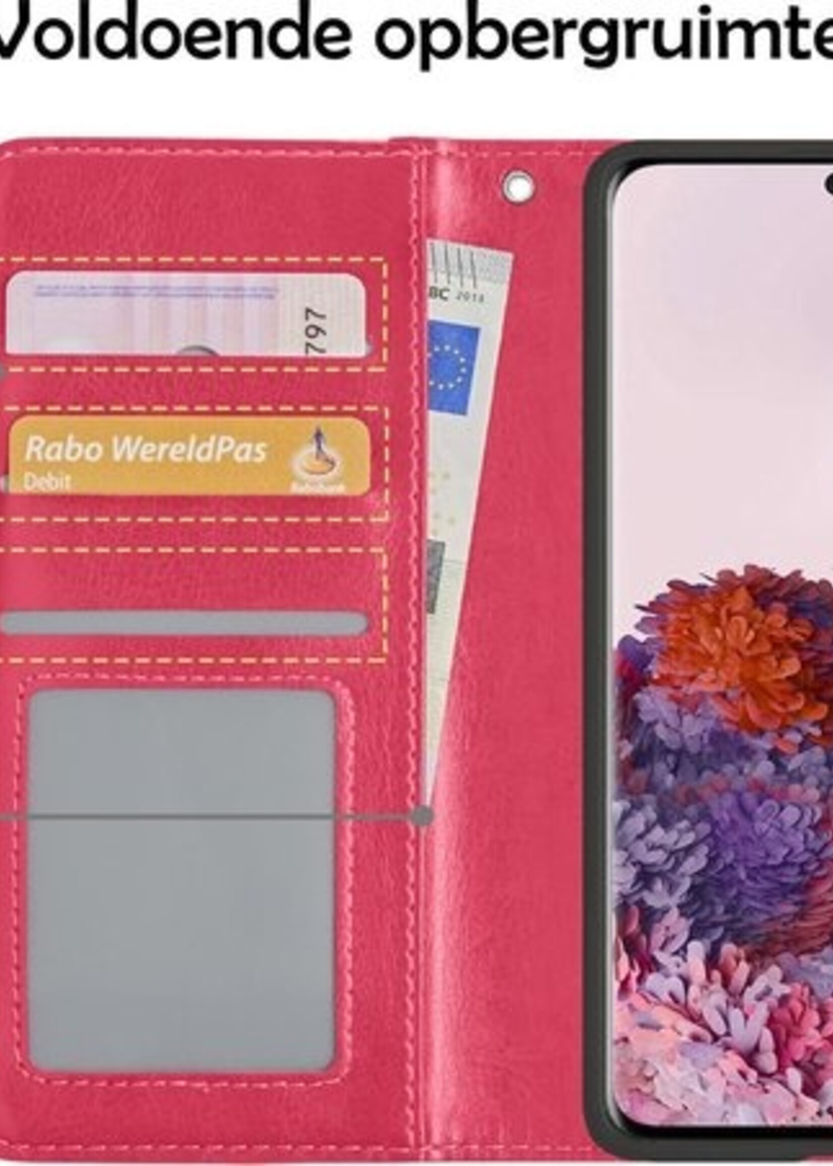 LUQ Hoesje Geschikt voor Samsung S20 Plus Hoesje Book Case Hoes Wallet Cover - Hoes Geschikt voor Samsung Galaxy S20 Plus Hoesje Bookcase Hoes - Donkerroze