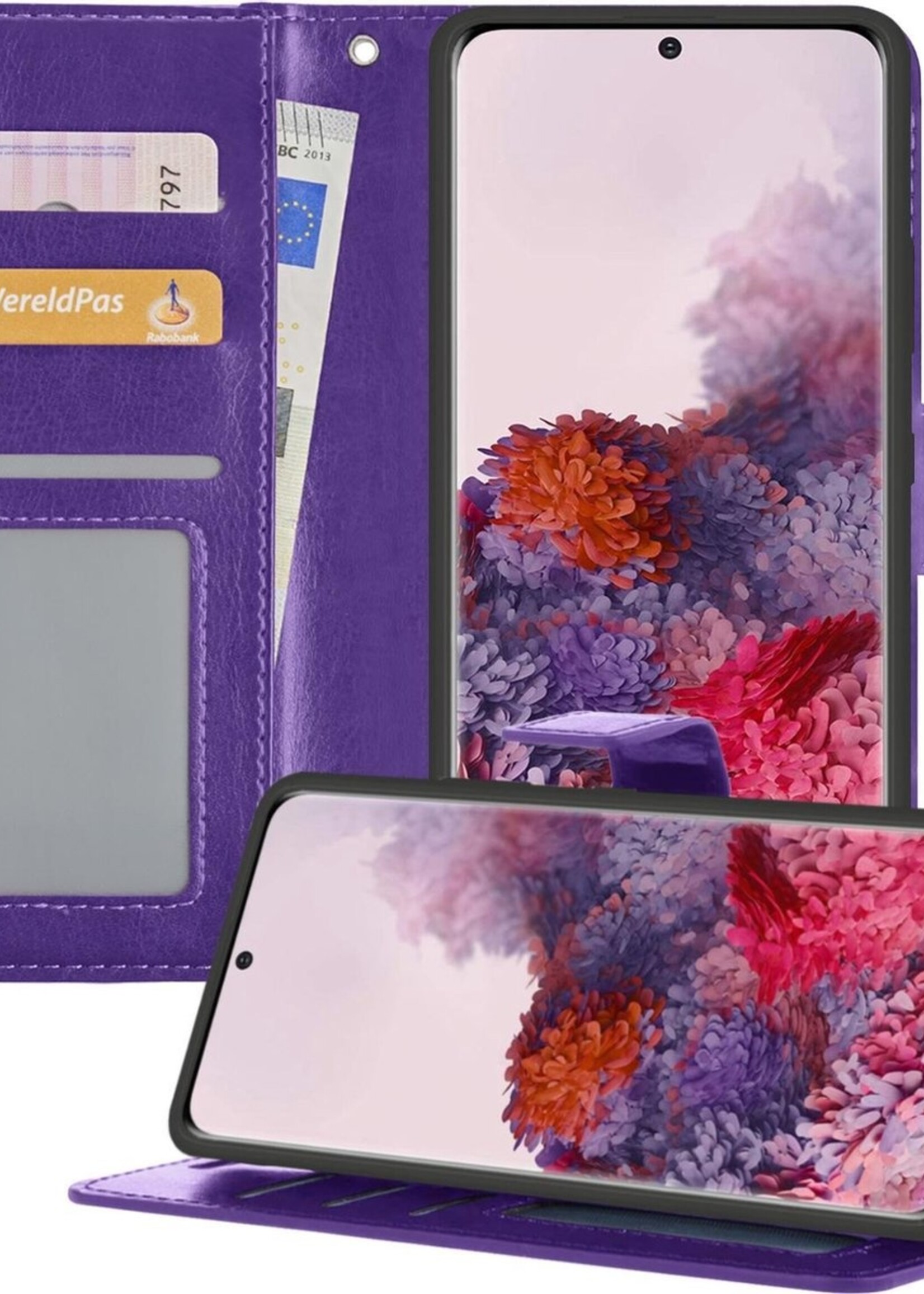 LUQ Hoesje Geschikt voor Samsung S20 Ultra Hoesje Book Case Hoes Wallet Cover - Hoes Geschikt voor Samsung Galaxy S20 Ultra Hoesje Bookcase Hoes - Paars