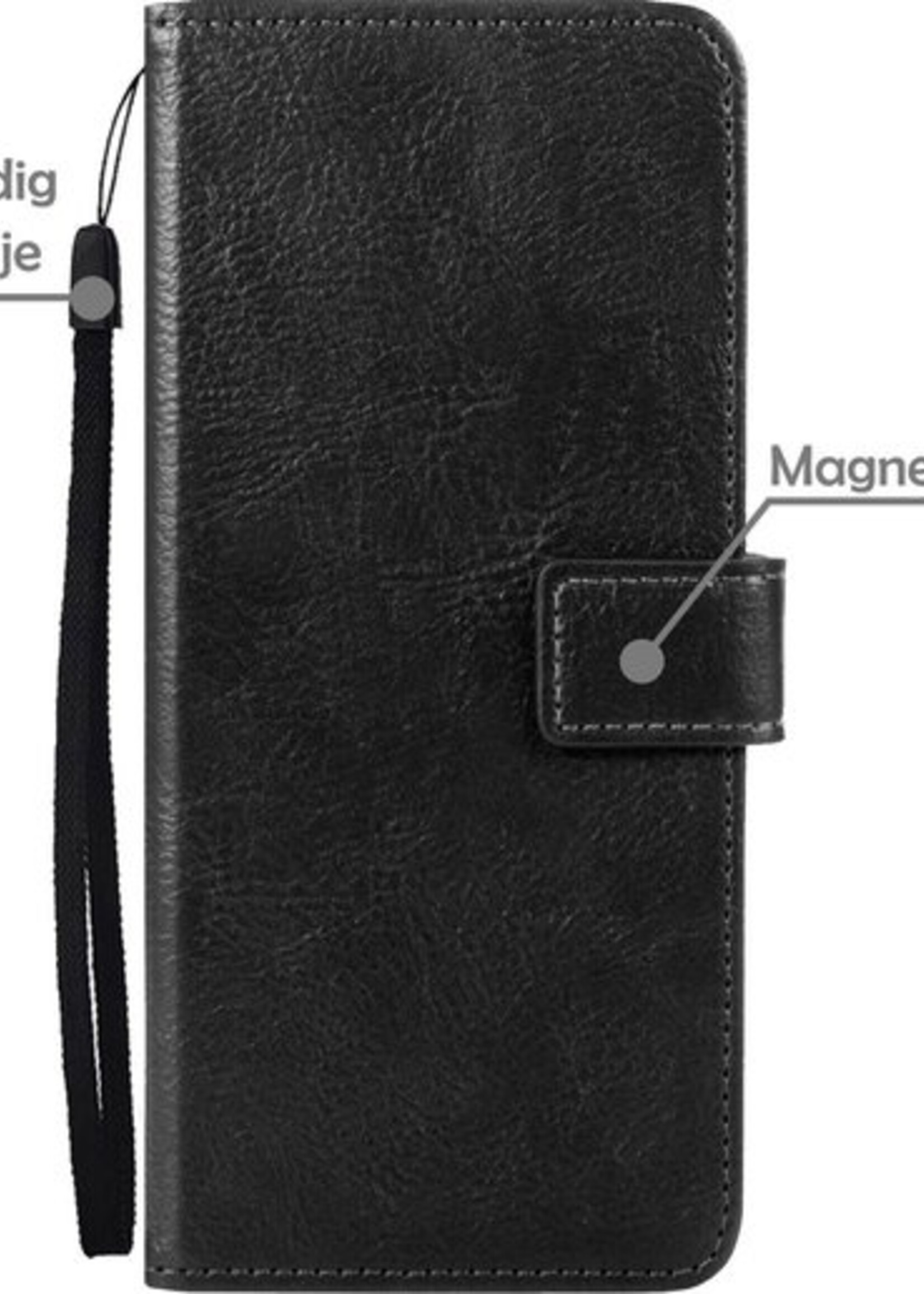 LUQ Hoesje Geschikt voor Samsung A12 Hoesje Book Case Hoes Wallet Cover Met Screenprotector - Hoes Geschikt voor Samsung Galaxy A12 Hoesje Bookcase Hoes - Zwart