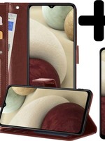 LUQ LUQ Samsung Galaxy A12 Hoesje Bookcase Bruin Met Screenprotector