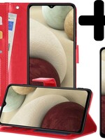 LUQ LUQ Samsung Galaxy A12 Hoesje Bookcase Rood Met Screenprotector