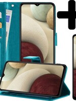 LUQ LUQ Samsung Galaxy A12 Hoesje Bookcase Turquoise Met Screenprotector