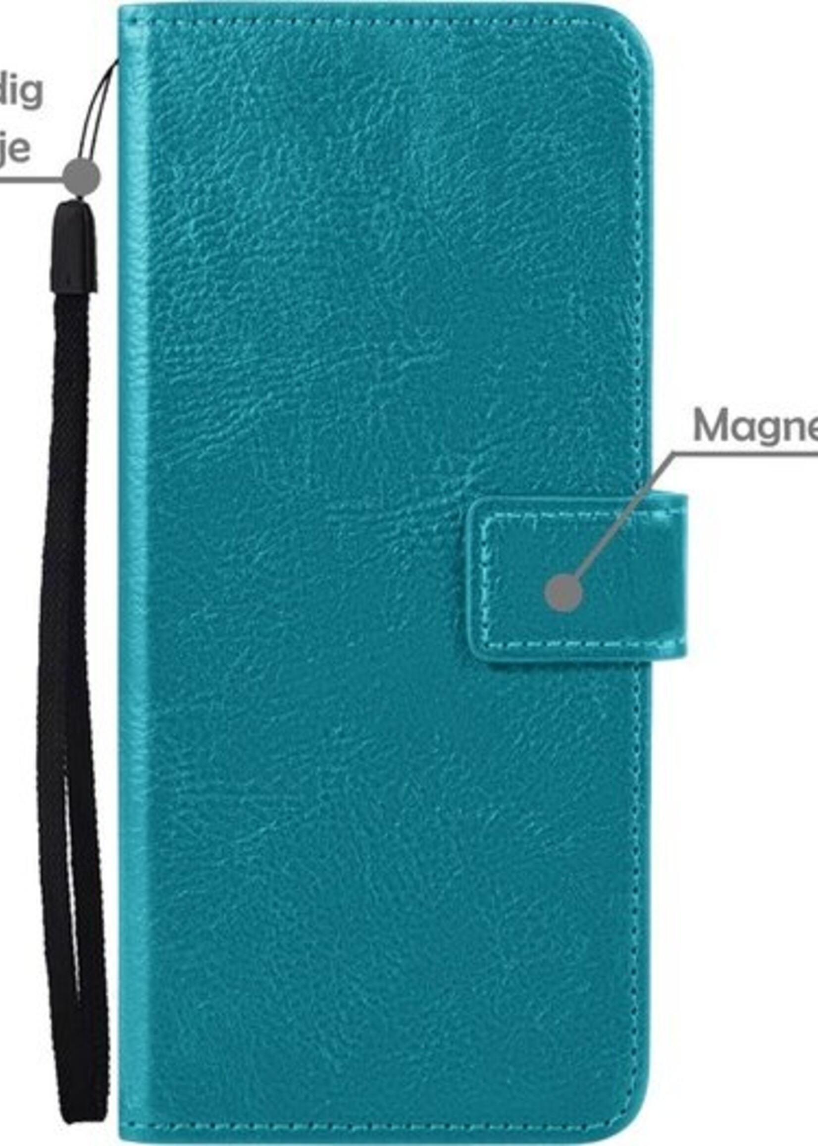 LUQ Hoesje Geschikt voor Samsung A12 Hoesje Book Case Hoes Wallet Cover Met Screenprotector - Hoes Geschikt voor Samsung Galaxy A12 Hoesje Bookcase Hoes - Turquoise