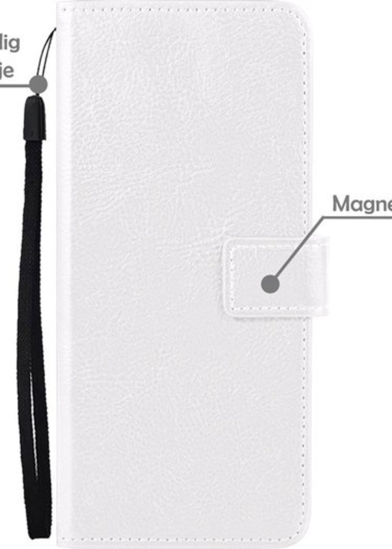 LUQ Hoesje Geschikt voor Samsung A12 Hoesje Book Case Hoes Wallet Cover Met Screenprotector - Hoes Geschikt voor Samsung Galaxy A12 Hoesje Bookcase Hoes - Wit
