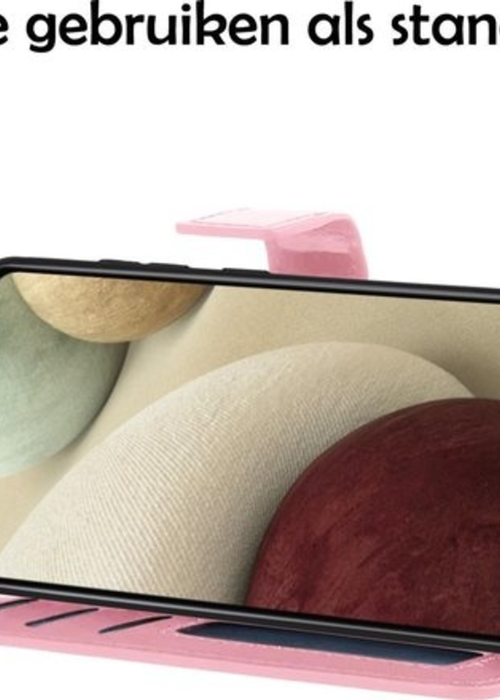 LUQ Hoesje Geschikt voor Samsung A12 Hoesje Book Case Hoes Wallet Cover Met Screenprotector - Hoes Geschikt voor Samsung Galaxy A12 Hoesje Bookcase Hoes - Lichtroze