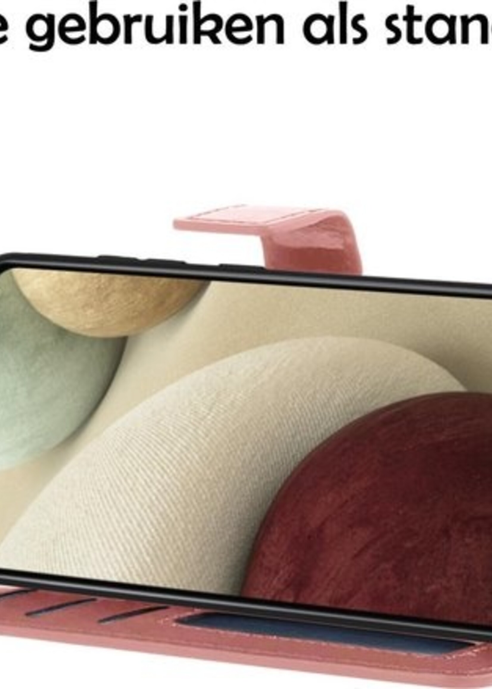 LUQ Hoesje Geschikt voor Samsung A12 Hoesje Book Case Hoes Wallet Cover Met Screenprotector - Hoes Geschikt voor Samsung Galaxy A12 Hoesje Bookcase Hoes - Rosé goud