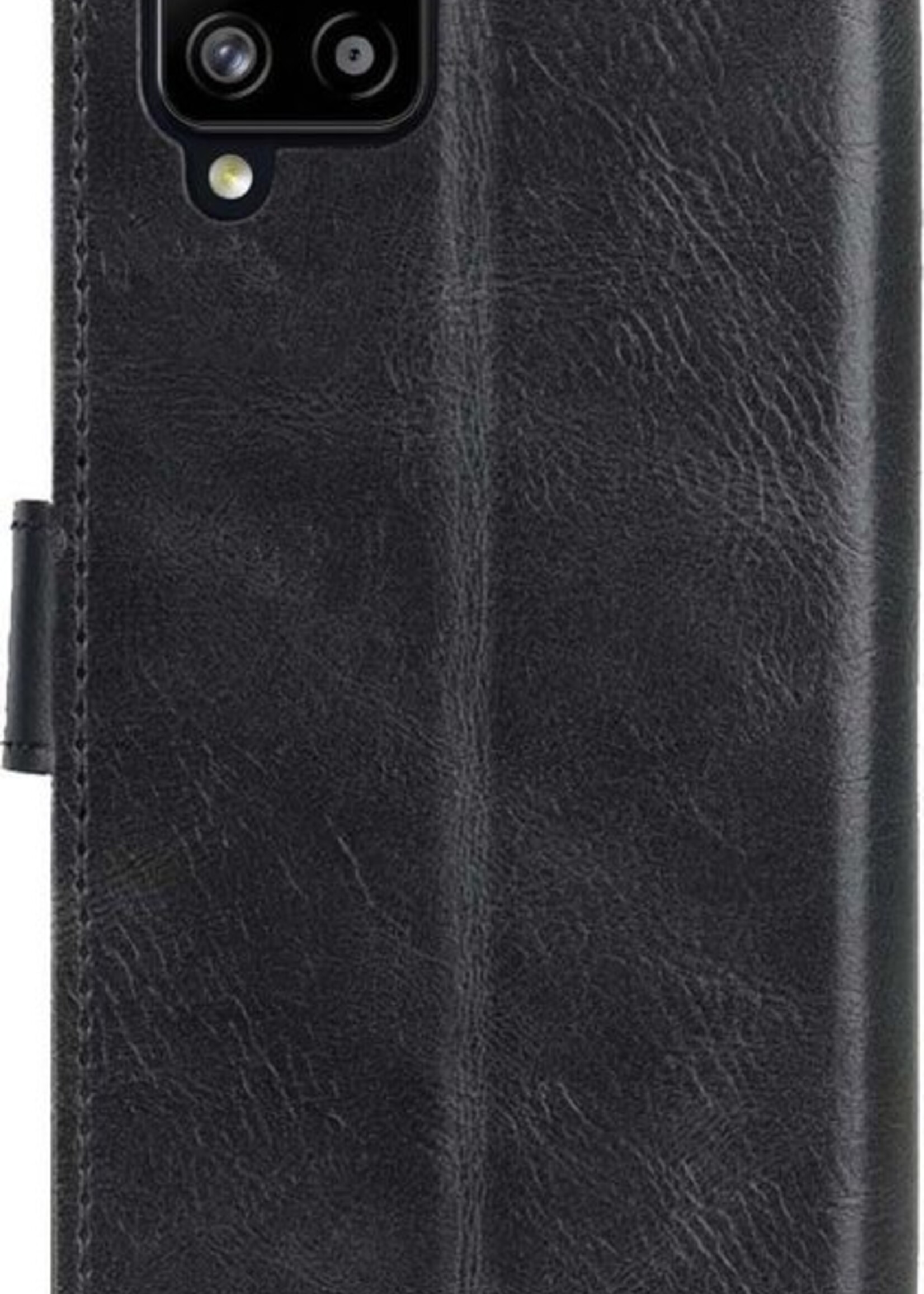 LUQ Hoesje Geschikt voor Samsung A12 Hoesje Book Case Hoes Wallet Cover Met 2x Screenprotector - Hoes Geschikt voor Samsung Galaxy A12 Hoesje Bookcase Hoes - Zwart