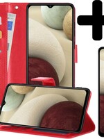 LUQ LUQ Samsung Galaxy A12 Hoesje Bookcase Rood Met 2x Screenprotector