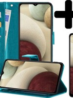 LUQ LUQ Samsung Galaxy A12 Hoesje Bookcase Turquoise Met 2x Screenprotector