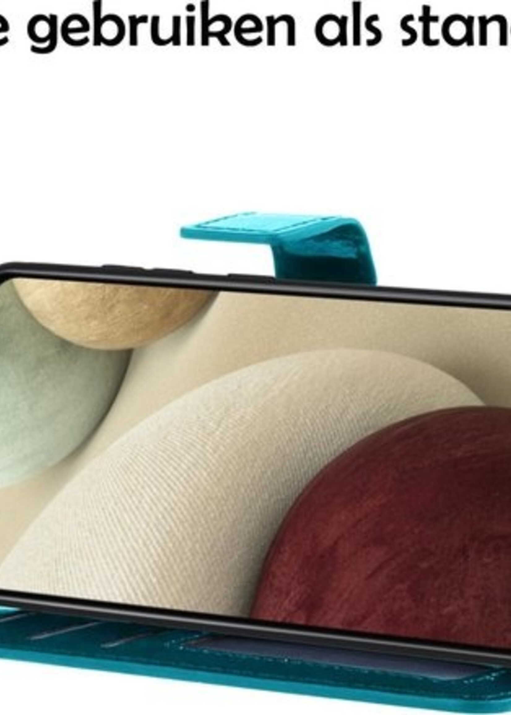 LUQ Hoesje Geschikt voor Samsung A12 Hoesje Book Case Hoes Wallet Cover Met 2x Screenprotector - Hoes Geschikt voor Samsung Galaxy A12 Hoesje Bookcase Hoes - Turquoise