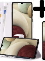 LUQ LUQ Samsung Galaxy A12 Hoesje Bookcase Wit Met 2x Screenprotector