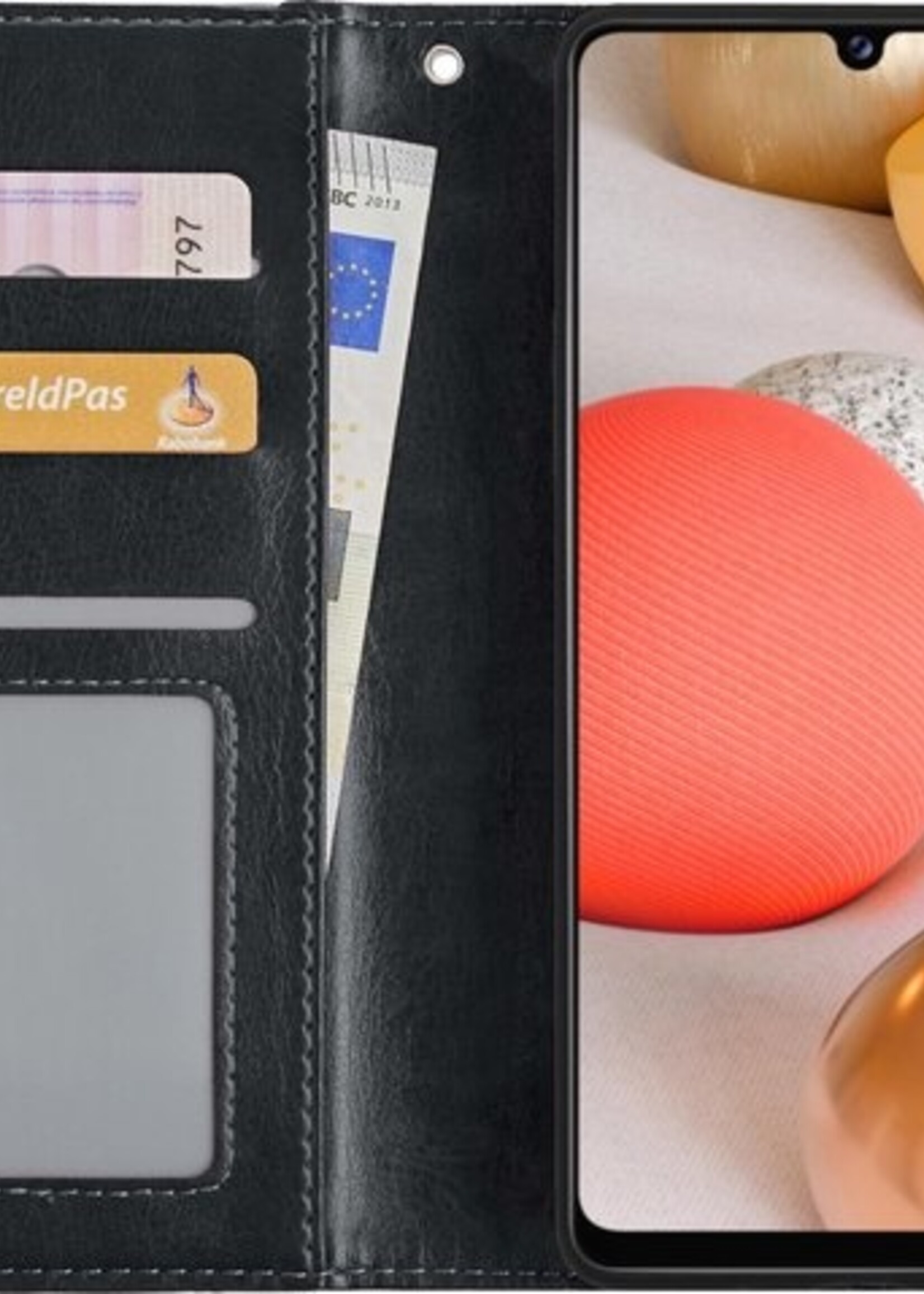LUQ Hoesje Geschikt voor Samsung A42 Hoesje Book Case Hoes Wallet Cover Met Screenprotector - Hoes Geschikt voor Samsung Galaxy A42 Hoesje Bookcase Hoes - Zwart