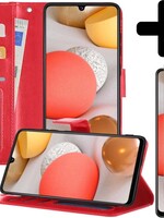 LUQ LUQ Samsung Galaxy A42 Hoesje Bookcase Rood Met Screenprotector