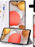 LUQ LUQ Samsung Galaxy A42 Hoesje Bookcase Wit Met Screenprotector