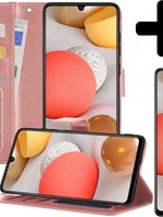 LUQ LUQ Samsung Galaxy A42 Hoesje Bookcase Rose Goud Met Screenprotector