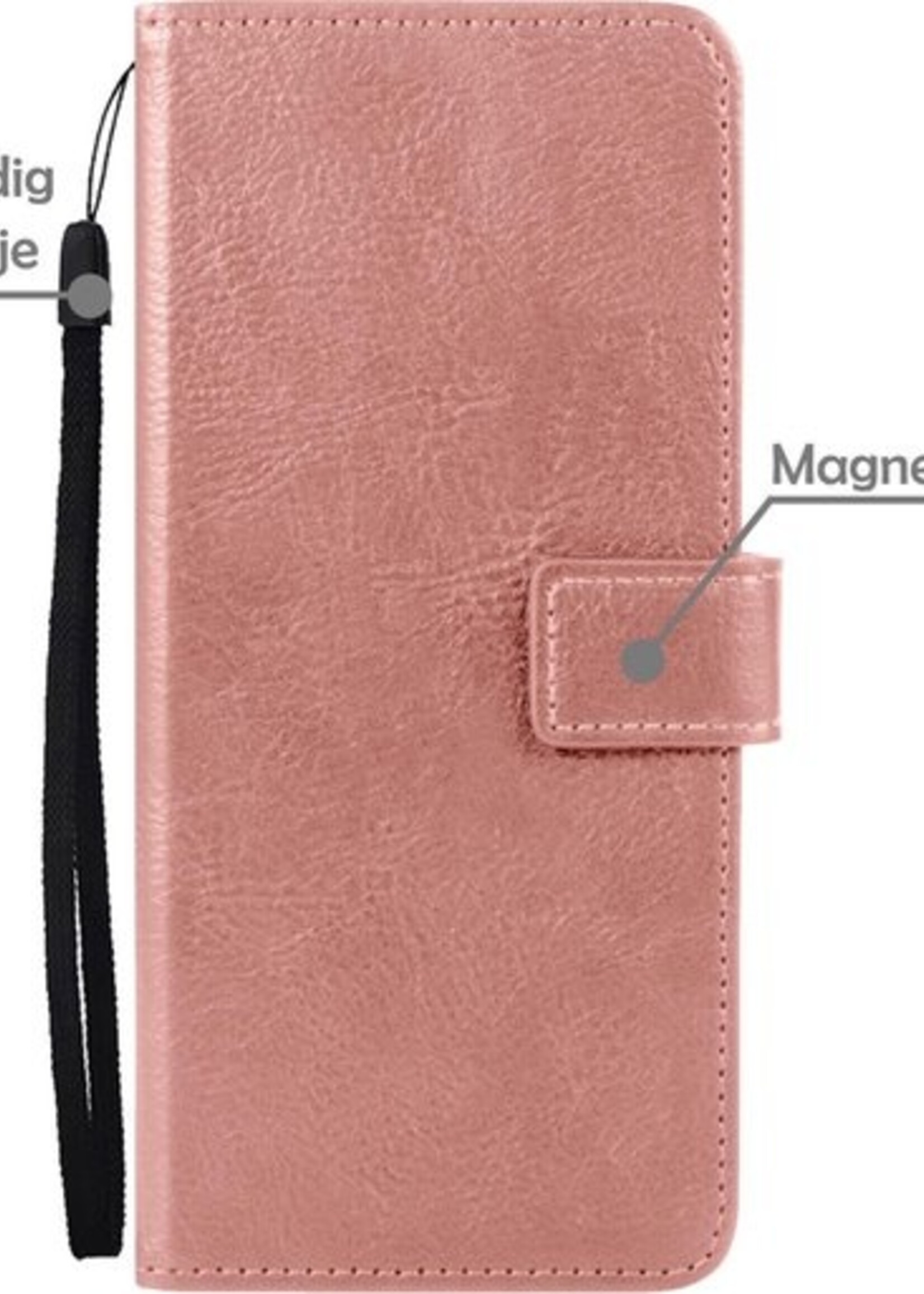 LUQ Hoesje Geschikt voor Samsung A42 Hoesje Book Case Hoes Wallet Cover Met Screenprotector - Hoes Geschikt voor Samsung Galaxy A42 Hoesje Bookcase Hoes - Rosé goud