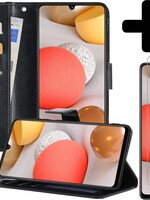LUQ LUQ Samsung Galaxy A42 Hoesje Bookcase Zwart Met 2x Screenprotector
