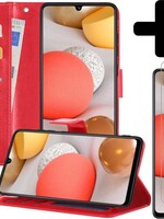 LUQ LUQ Samsung Galaxy A42 Hoesje Bookcase Rood Met 2x Screenprotector