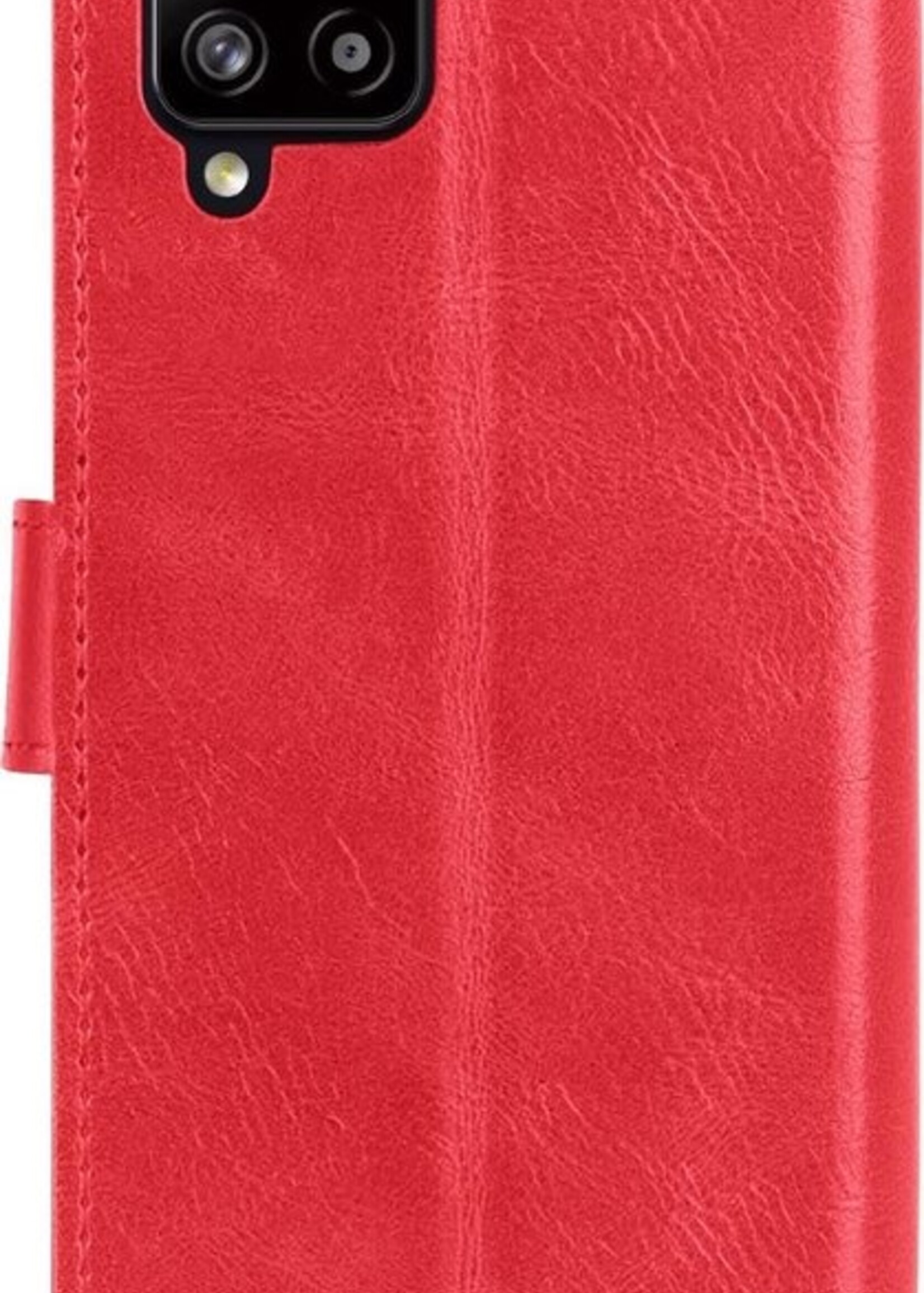 LUQ Hoesje Geschikt voor Samsung A42 Hoesje Book Case Hoes Wallet Cover Met 2x Screenprotector - Hoes Geschikt voor Samsung Galaxy A42 Hoesje Bookcase Hoes - Rood