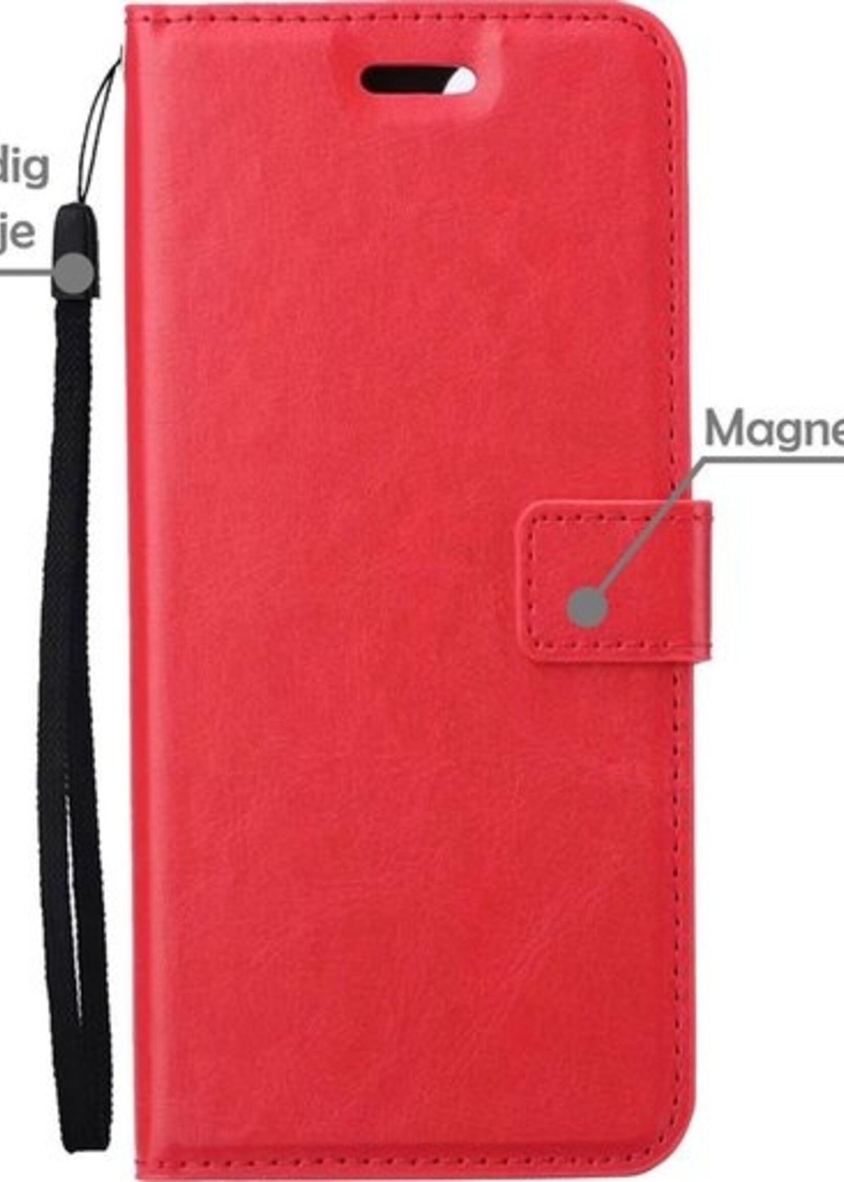 LUQ Hoesje Geschikt voor Samsung A42 Hoesje Book Case Hoes Wallet Cover Met 2x Screenprotector - Hoes Geschikt voor Samsung Galaxy A42 Hoesje Bookcase Hoes - Rood