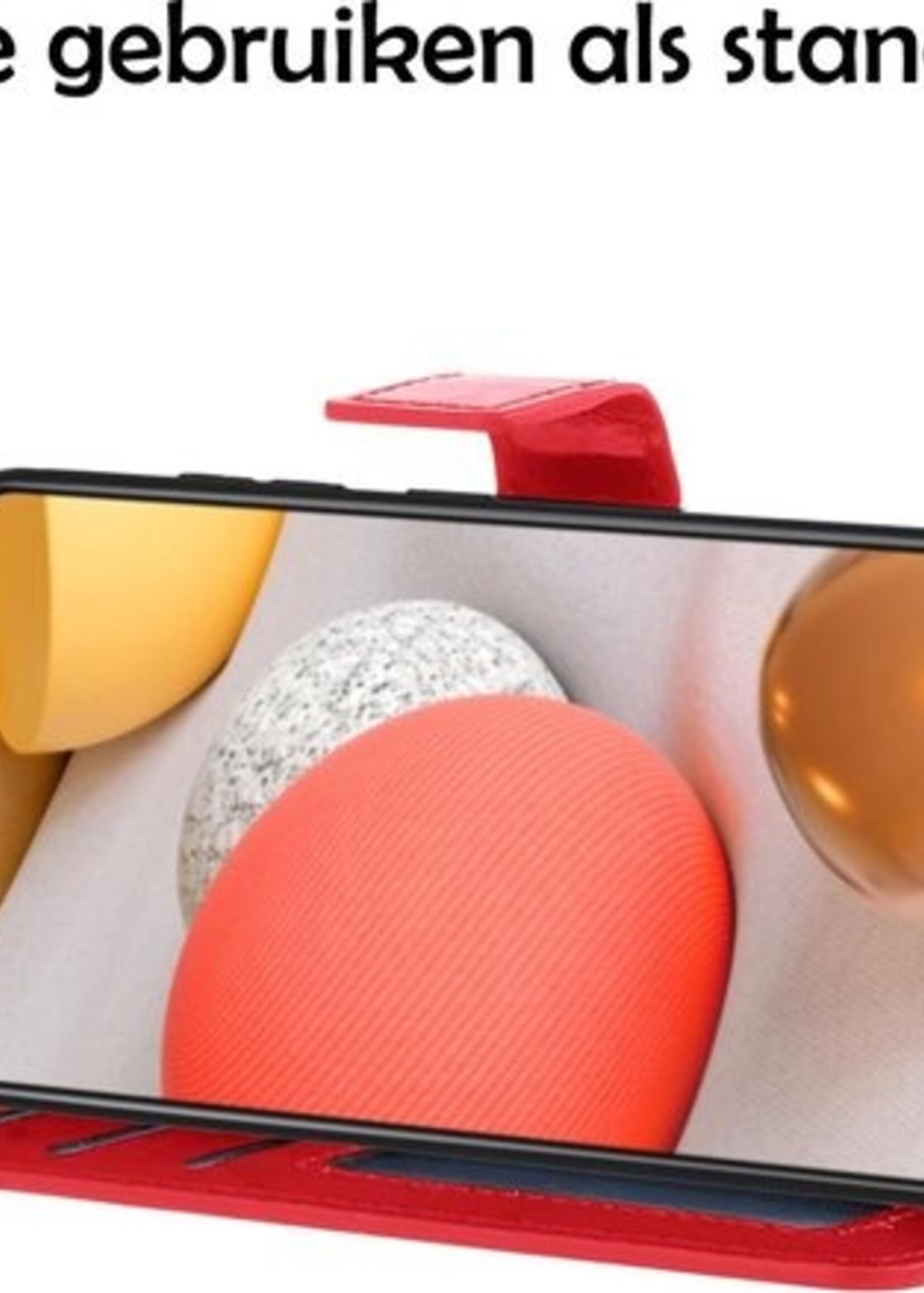 LUQ Hoesje Geschikt voor Samsung A42 Hoesje Book Case Hoes Wallet Cover Met 2x Screenprotector - Hoes Geschikt voor Samsung Galaxy A42 Hoesje Bookcase Hoes - Rood