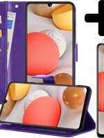 LUQ LUQ Samsung Galaxy A42 Hoesje Bookcase Paars Met 2x Screenprotector