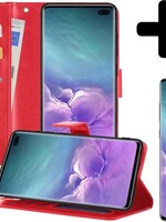 LUQ LUQ Samsung Galaxy S10 Hoesje Bookcase Rood Met Screenprotector