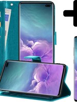 LUQ LUQ Samsung Galaxy S10 Hoesje Bookcase Turquoise Met Screenprotector