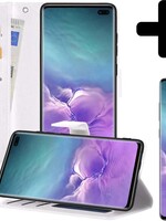 LUQ LUQ Samsung Galaxy S10 Hoesje Bookcase Wit Met Screenprotector