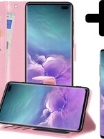 LUQ LUQ Samsung Galaxy S10 Hoesje Bookcase Lichtroze Met Screenprotector