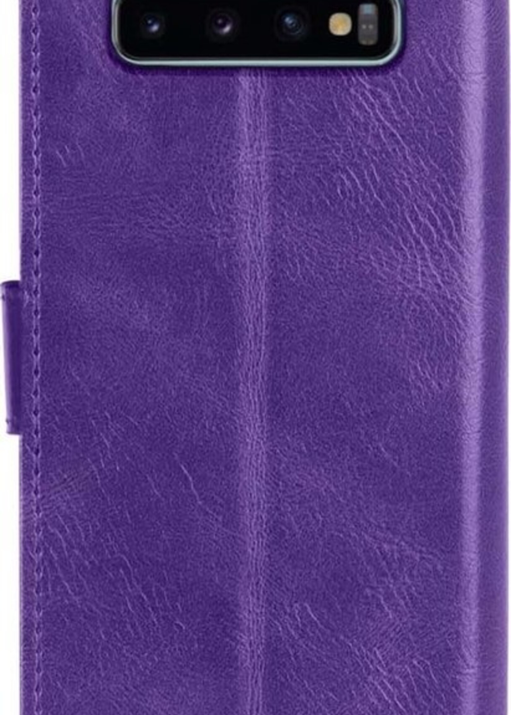 LUQ Hoesje Geschikt voor Samsung S10 Hoesje Book Case Hoes Wallet Cover Met Screenprotector - Hoes Geschikt voor Samsung Galaxy S10 Hoesje Bookcase Hoes - Paars