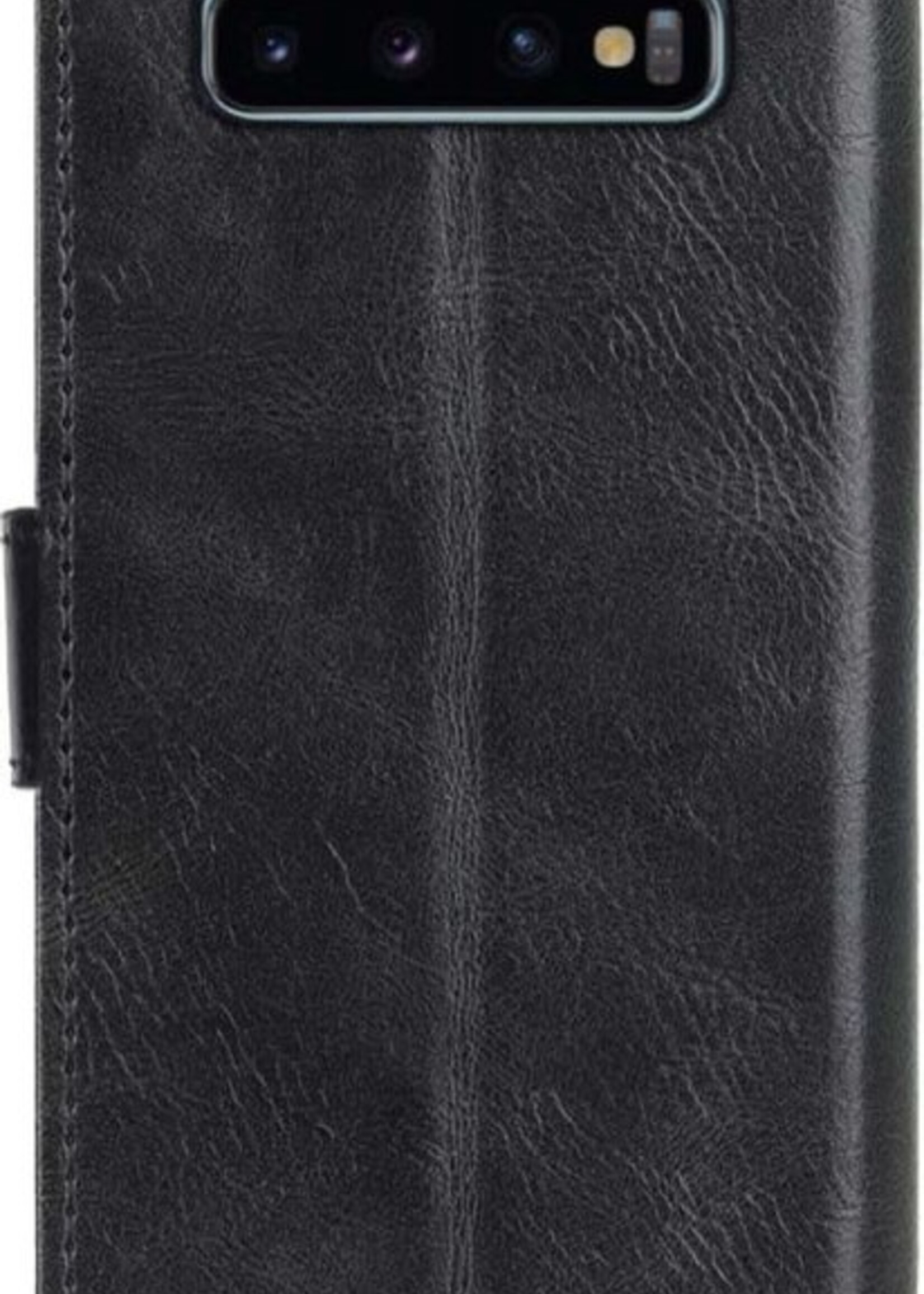 LUQ Hoesje Geschikt voor Samsung S10 Hoesje Book Case Hoes Wallet Cover Met 2x Screenprotector - Hoes Geschikt voor Samsung Galaxy S10 Hoesje Bookcase Hoes - Zwart