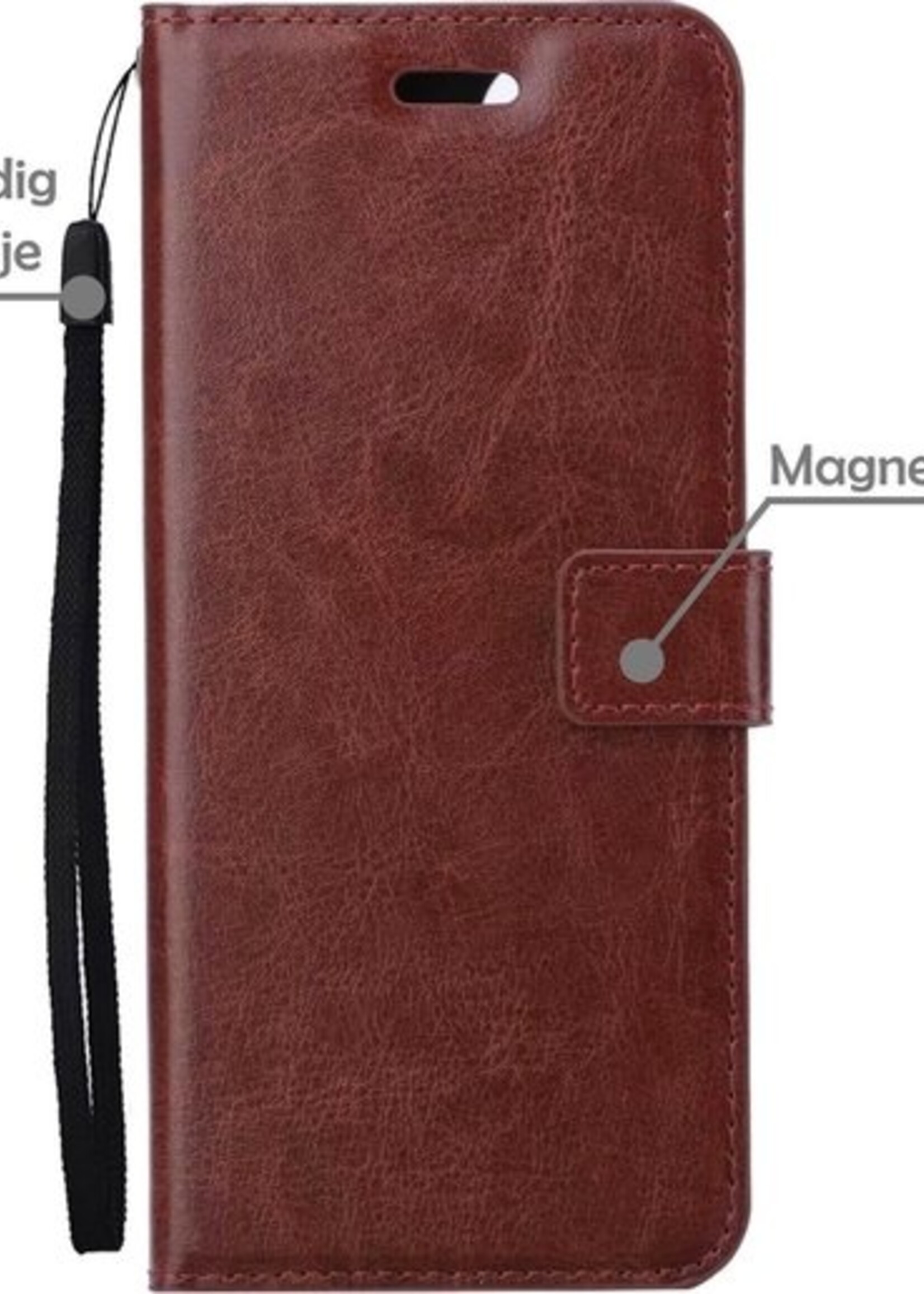 LUQ Hoesje Geschikt voor Samsung S10 Hoesje Book Case Hoes Wallet Cover Met 2x Screenprotector - Hoes Geschikt voor Samsung Galaxy S10 Hoesje Bookcase Hoes - Bruin